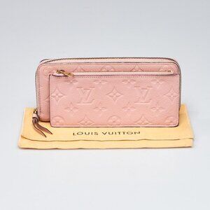 Louis Vuitton Rose Ballerine Monogram Empreinte Leather Clemence Wallet